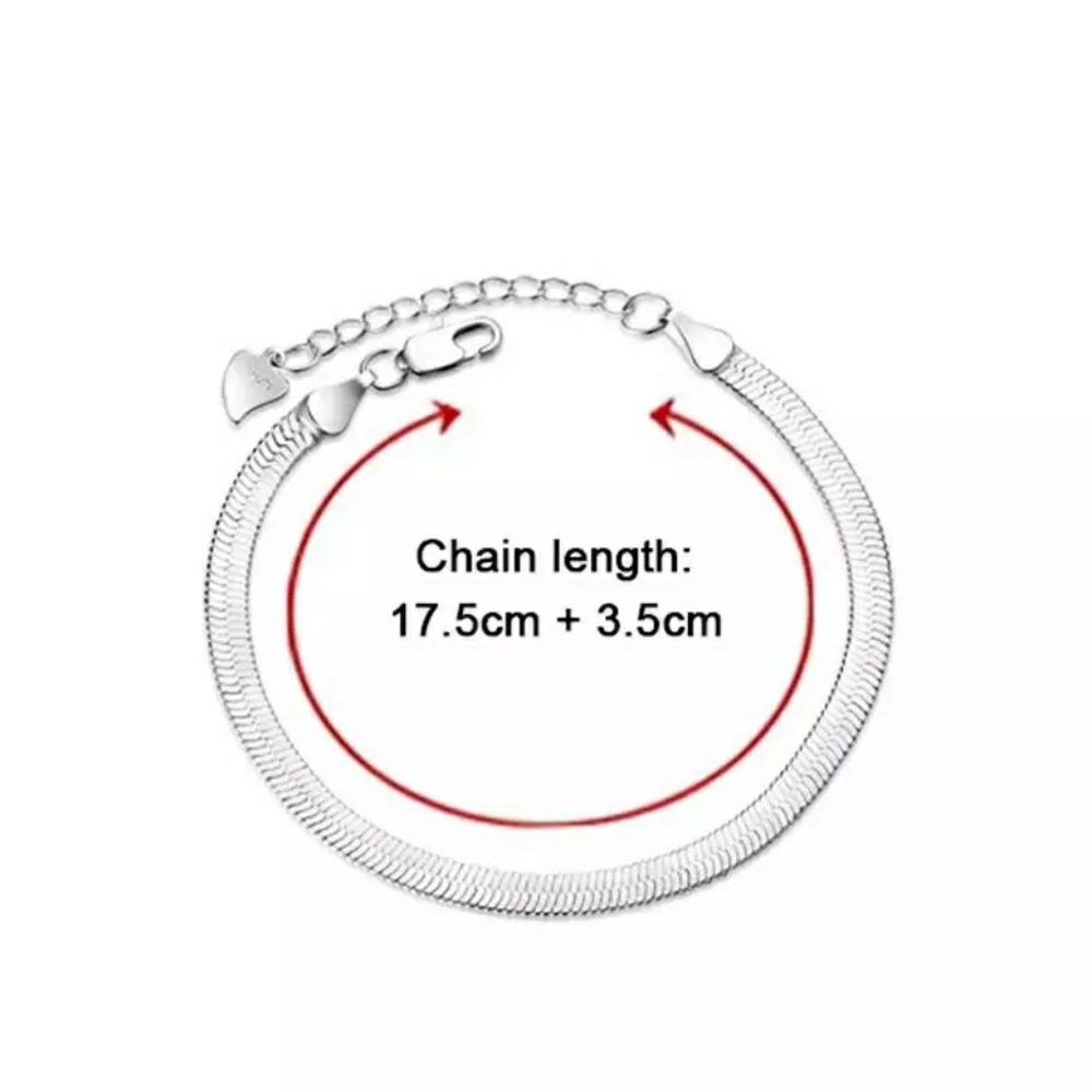 NEW S925 Flat Double Layer Snake Chain Bracelet - Picture 4 of 10